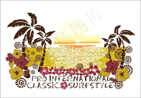 椰风海滩夕阳剪影CDR下载免费下载