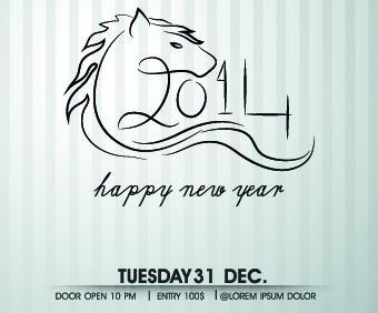 复古2014马年矢量设计背景05