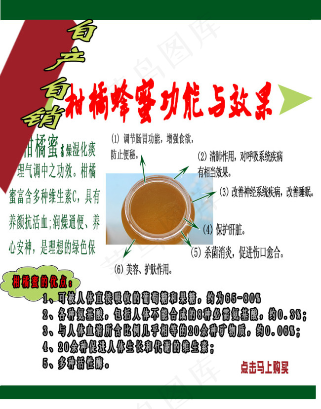 蜂蜜详情页功效效果psd模版下载