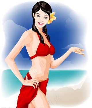 海滩时尚女孩图片