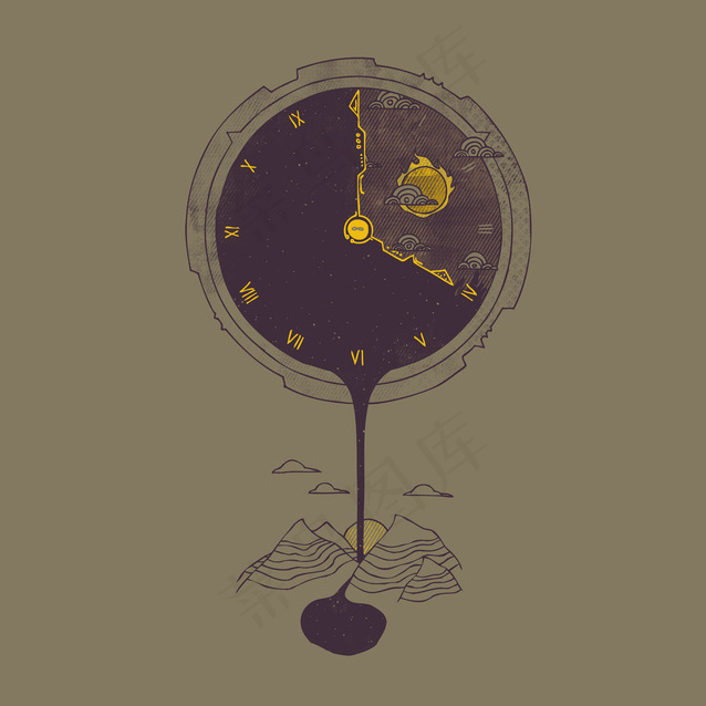 位图 插画 生活元素 钟表 生活元...