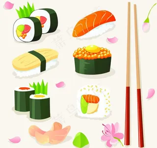 卡通寿司矢量图图片