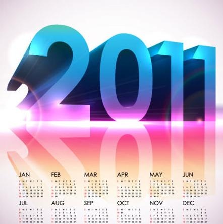 超酷2011年年历矢量素材eps,ai矢量模版下载