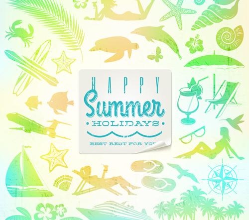 暑假旅游元素背景