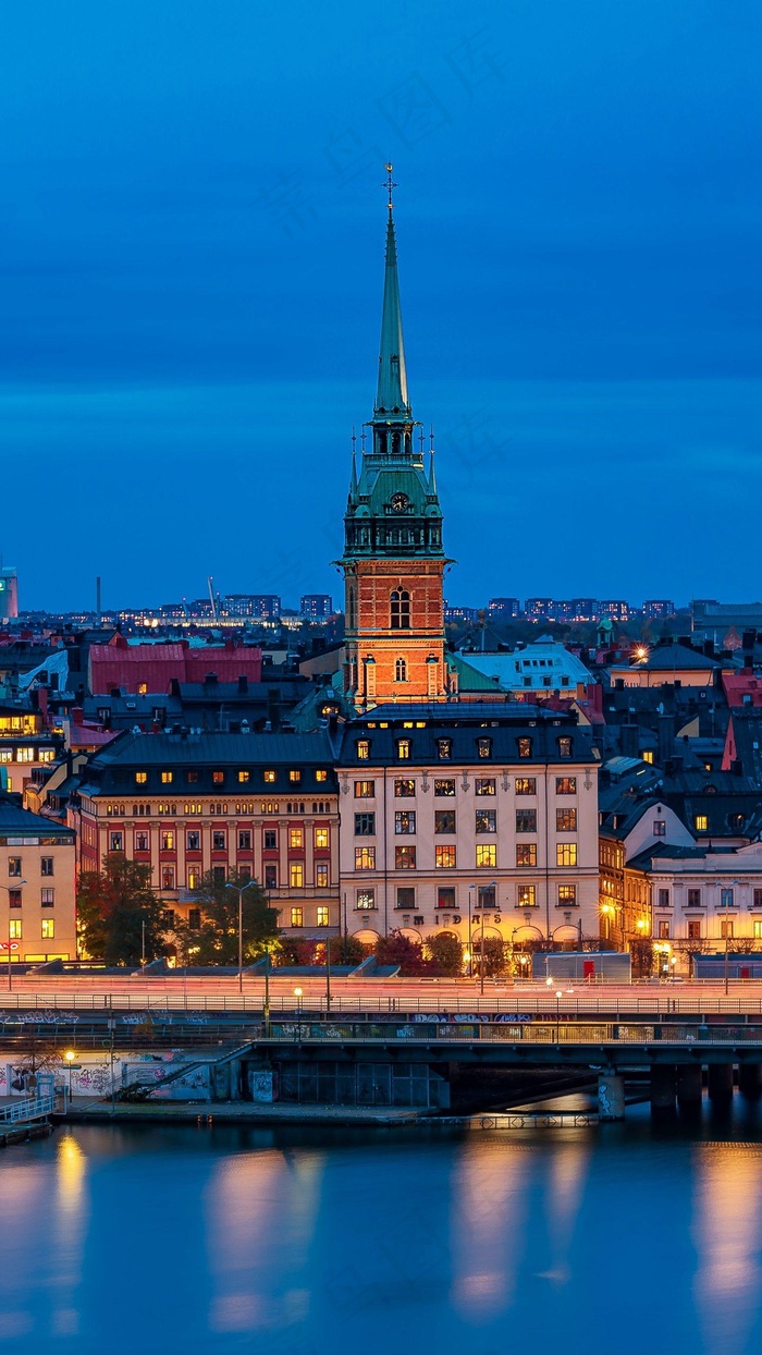 外国乡镇夜景高清摄影图片