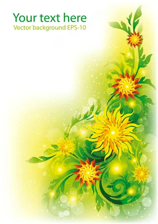 炫丽花卉矢量背景图