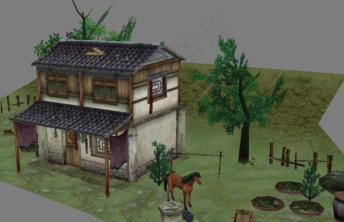 太平村 二层农家小屋和一批马