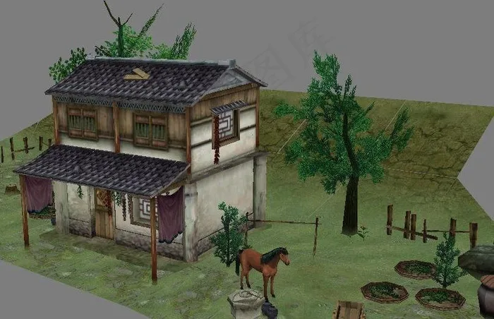 太平村 二层农家小屋和一批马