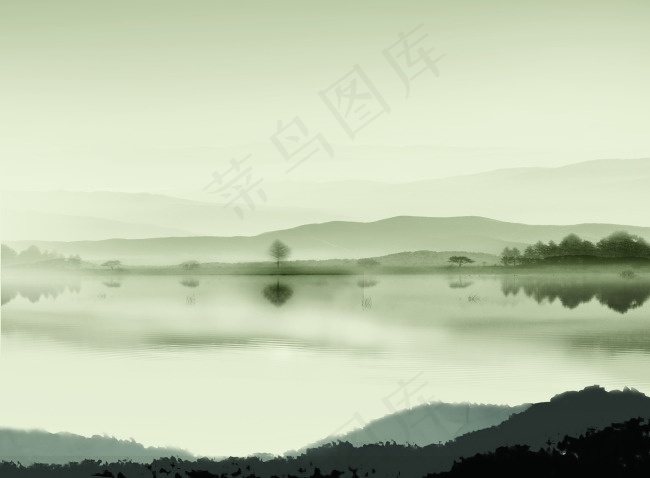 水墨画背景psd模版下载