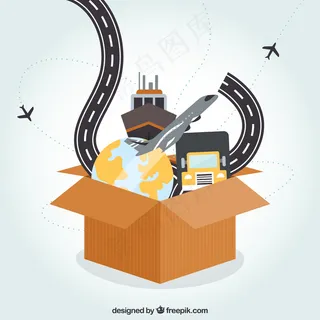 带有旅游图标的框