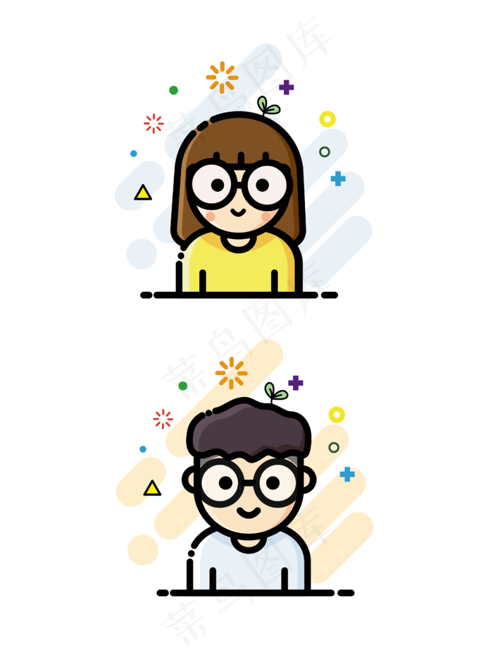 男女mbe手绘可爱卡通绿色情人节情侣头像