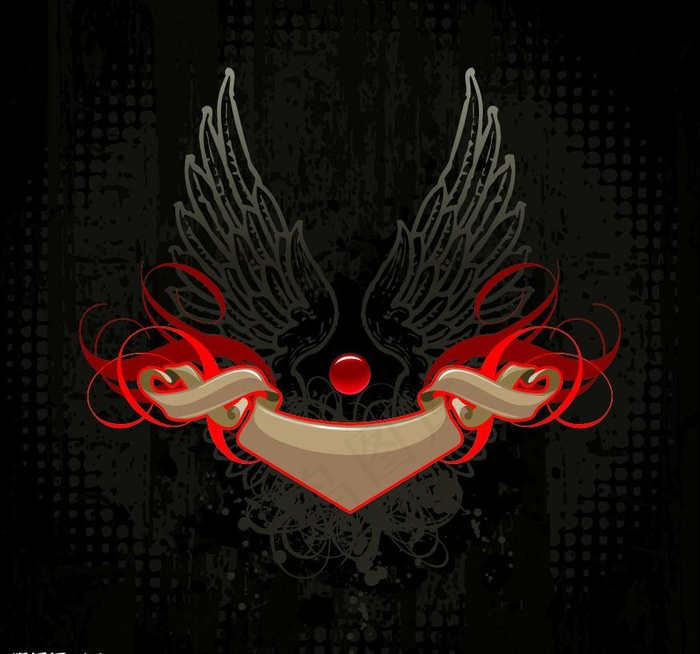 潮流边框与翅膀元素矢量素材图片