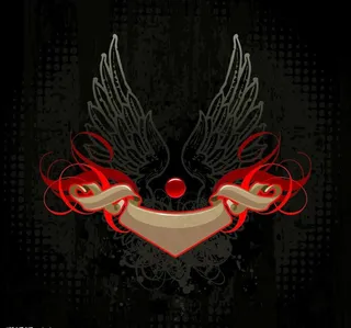 潮流边框与翅膀元素矢量素材图片