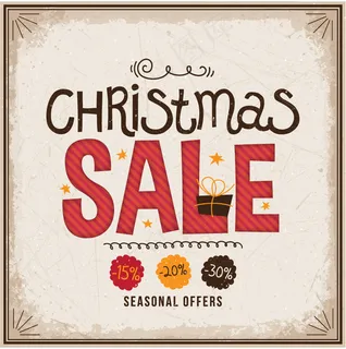 复古圣诞促销海报矢量素材