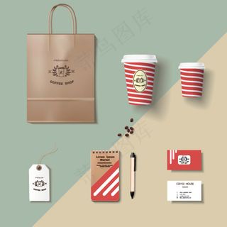 咖啡店铺视觉识别元素矢量素材矢量