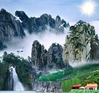 山间云水人家图片