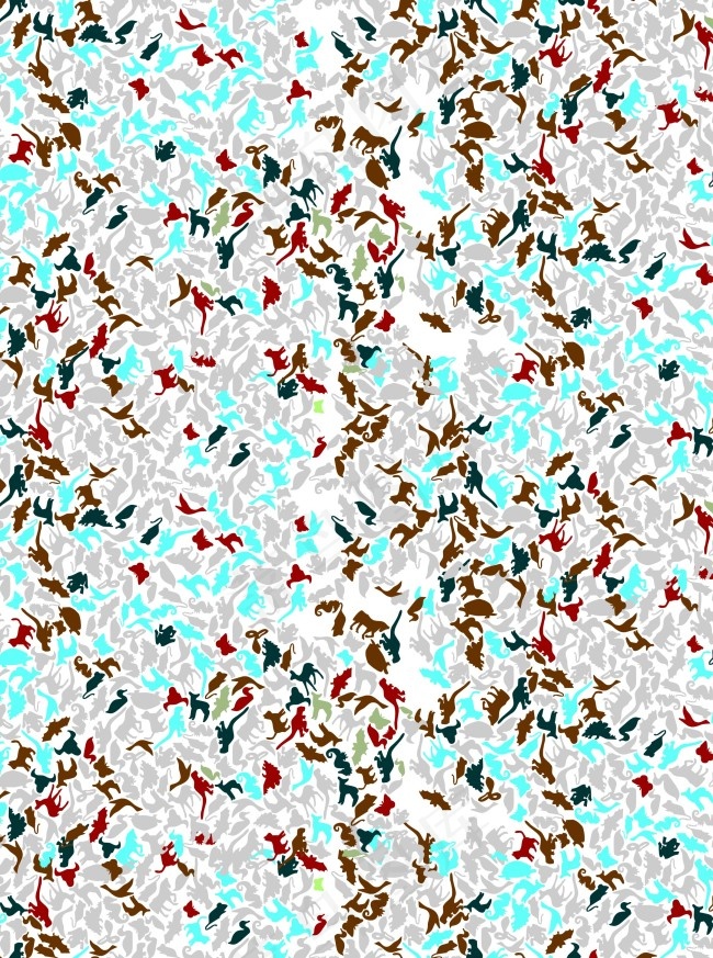 服装动物排列印花图案