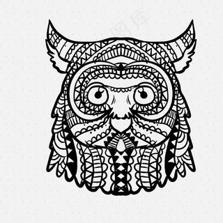 卡通动物剪影猫头鹰抽象几何