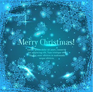 圣诞节蓝色花纹贺卡矢量素材