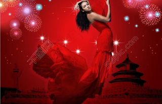 红衣中华美女图片