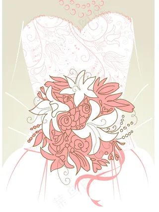 婚礼背景的新娘花束