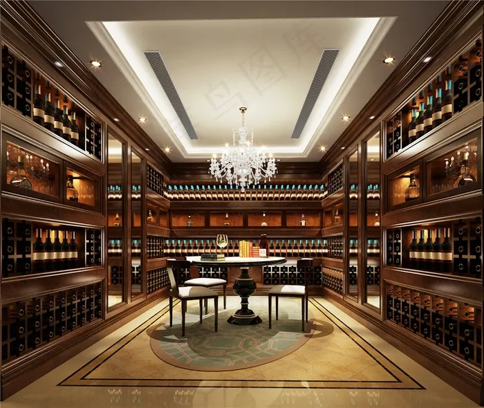 欧式豪华酒窖酒柜设计图