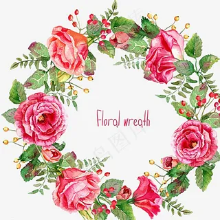 卡通手绘精美玫瑰花花环边框图片