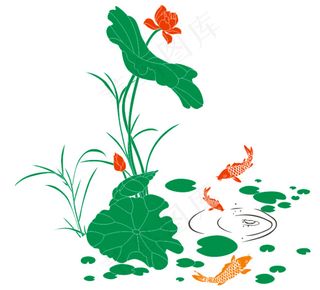 池塘荷花小鱼戏水图片