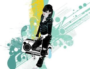 潮流音乐插画矢量图023