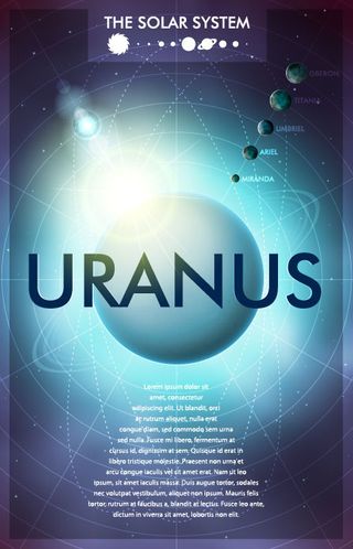 太阳系九大行星科学海报矢量素