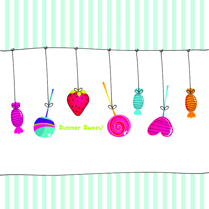 卡通线稿糖果—矢量素材