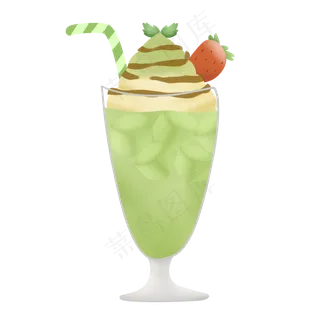 夏日抹茶雪顶奶茶