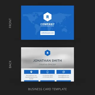 蓝黄色搭配的商务名片版式