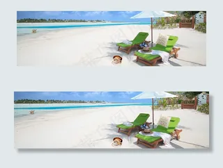 淘宝夏日防晒海滩度假详情页海报背景