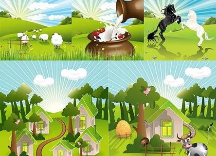 可爱郊外农场矢量素材