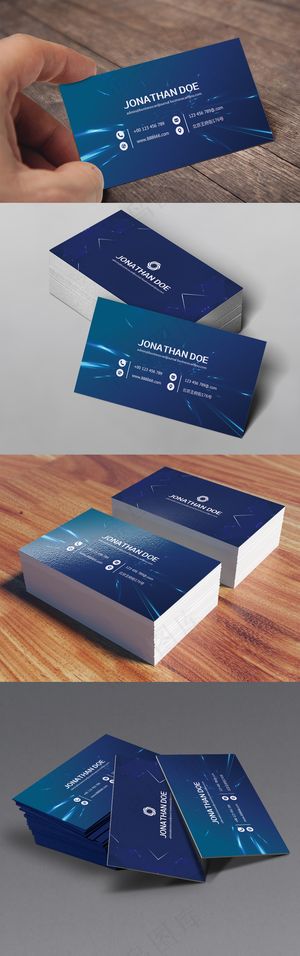 蓝色信息科技名片模板设计