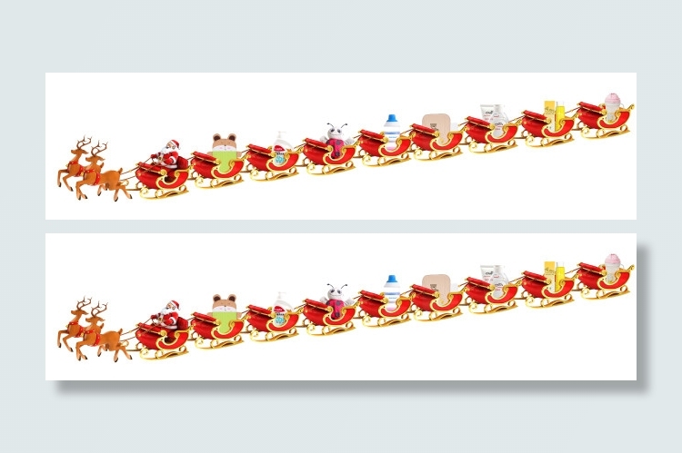 麋鹿拉圣诞老人送礼物