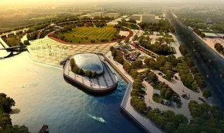 体育中心园林规划鸟瞰图psd分层素...