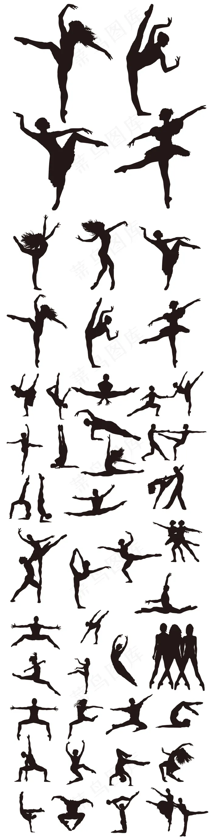 2017欧美舞蹈芭蕾舞人物剪影矢量...ai矢量模版下载