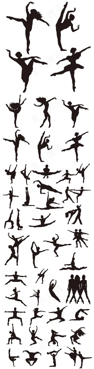 2017欧美舞蹈芭蕾舞人物剪影矢量...