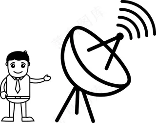 人和互联网广播天线矢量插画