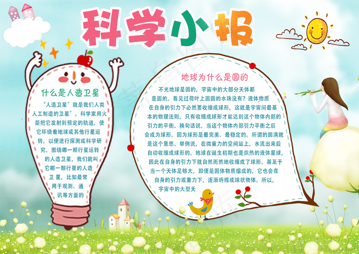 创意科学小报模版设计(4959X3508(DPI:300))psd模版下载