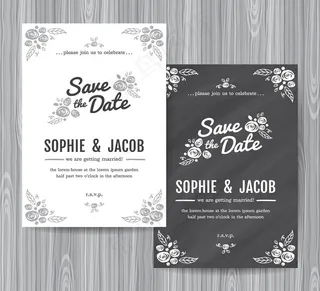 黑白玫瑰花请贴矢量素材