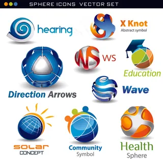 精致的三维标志设置01个矢量素材