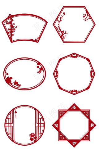 中国风古典红色边框PNG素材中国风古典红色边框PNG素材