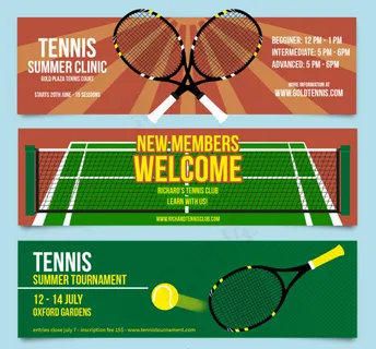 3款球类运动夏列营宣传banner矢量图