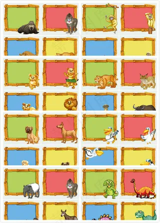 卡通动物与展板