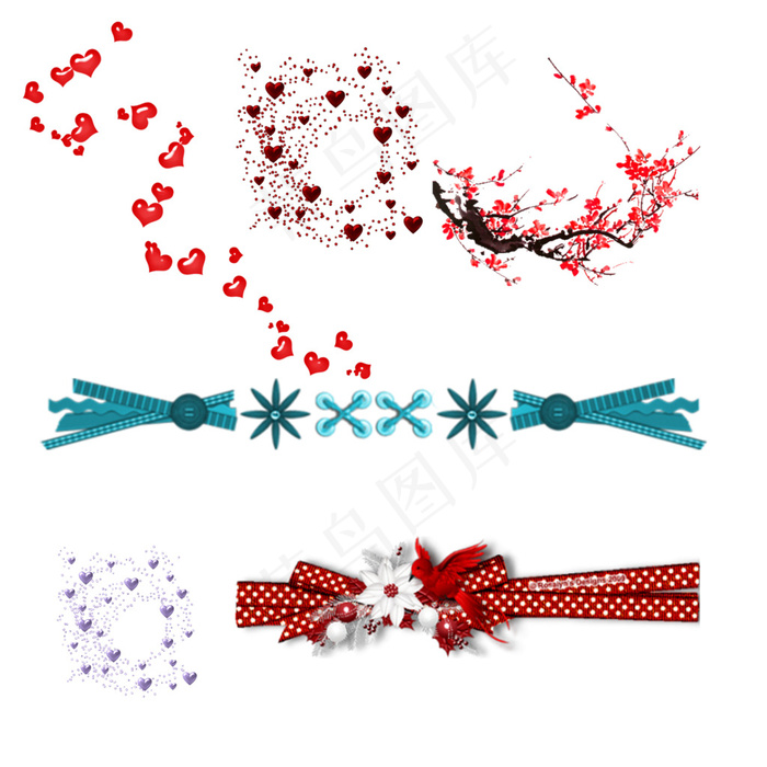 免扣素材 PNG 花瓣 心形psd模版下载