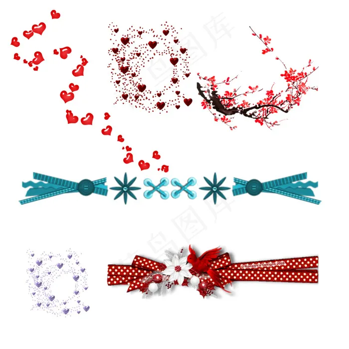 免扣素材 PNG 花瓣 心形psd模版下载
