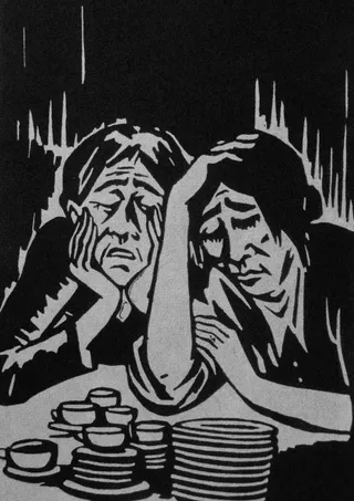 脸和面具组画之二 木刻版画图片